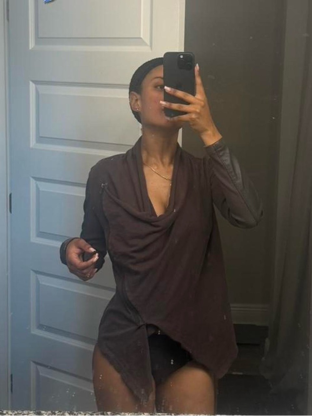 Blank NYC Brown wrap top Leather Jacket Size XS